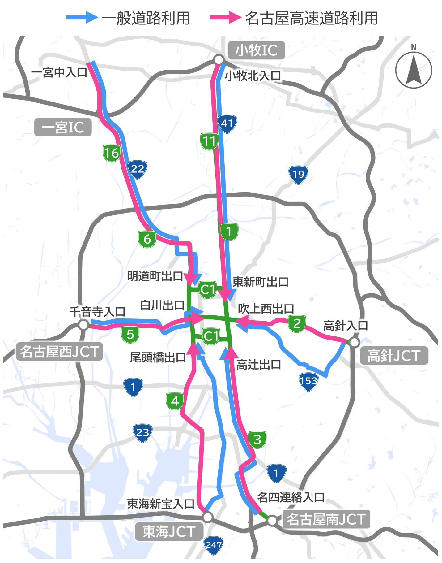 分析対象区間（放射路線の端末⇒都心部） 説明図