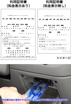 ETC車載器の有無によりお渡しする利用証明書が異なります。